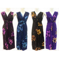 Women's Long Dress Solid with Lily Flower Print